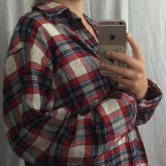 Soft red white and navy flannel - Picture 2 of 2